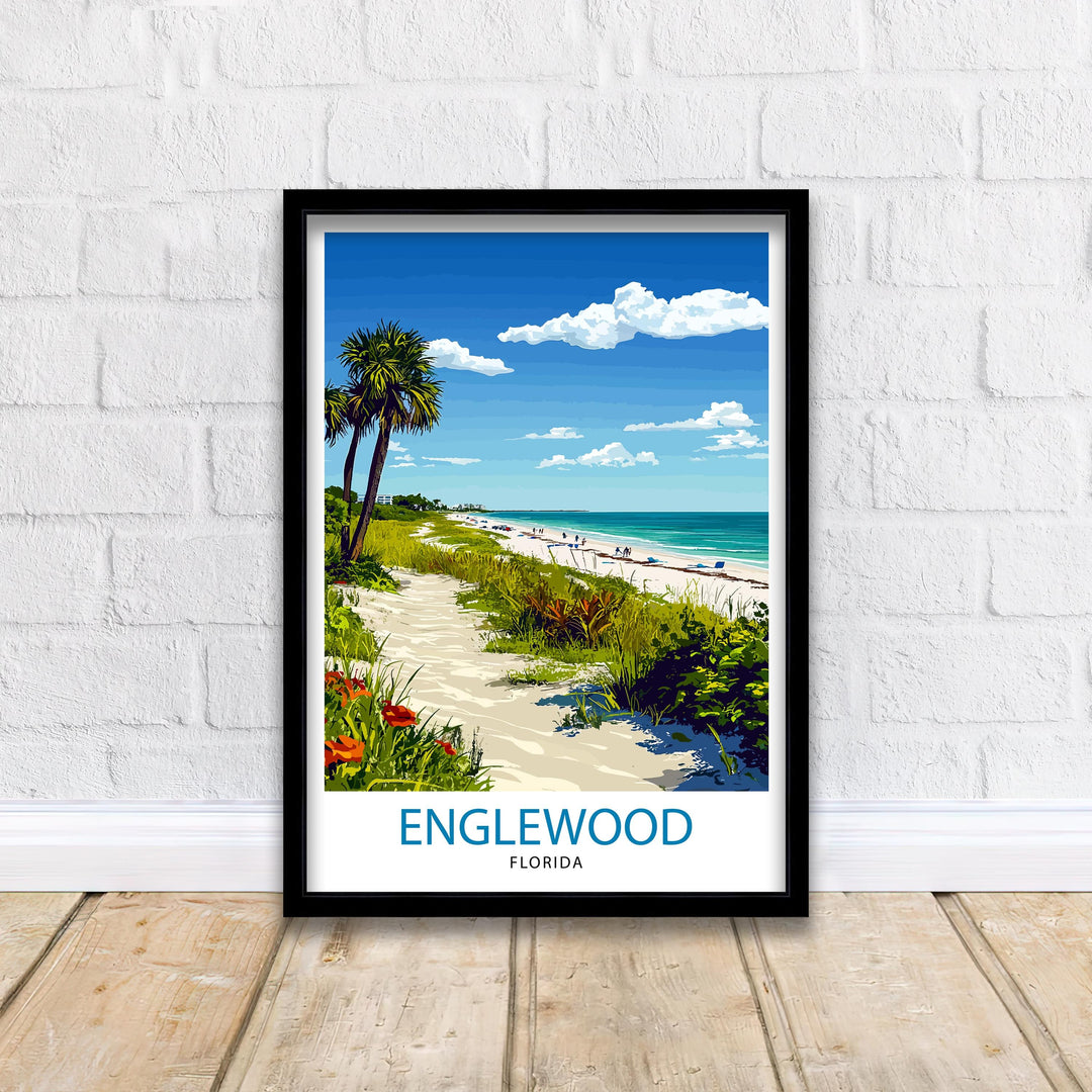 Englewood Florida Travel Print Wall Decor Wall Art Englewood Wall Hanging Home Décor Englewood Gift Art Lovers Florida Art Lover Gift Print