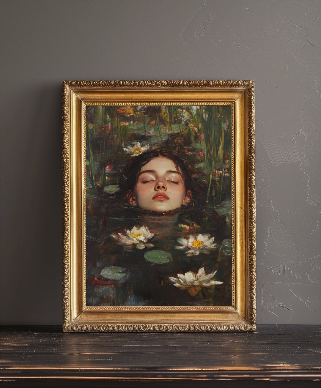 Ophelia Dark Academia Print Victorian Art Gothic Decor Antique Oil Painting Dark Academia Poster Rustic Vintage Wall Art