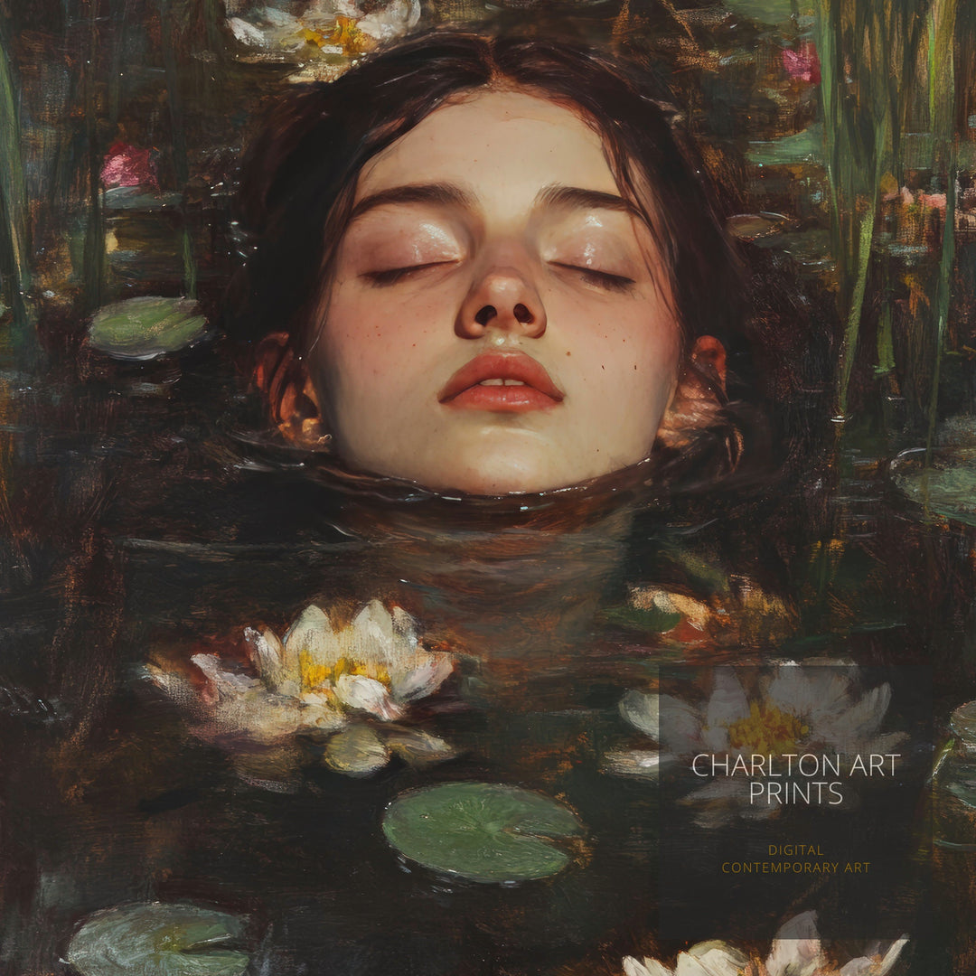 Ophelia Dark Academia Print Victorian Art Gothic Decor Antique Oil Painting Dark Academia Poster Rustic Vintage Wall Art