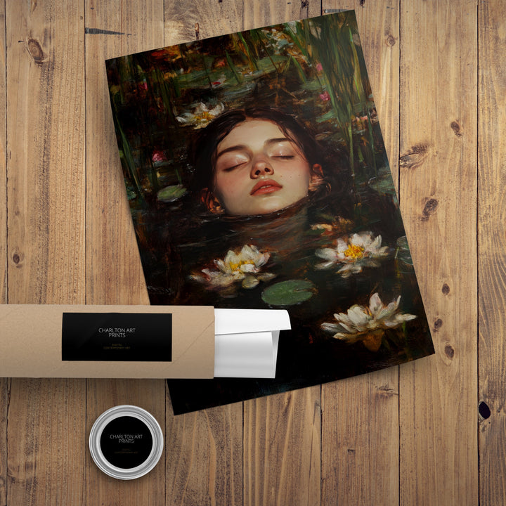Ophelia Dark Academia Print Victorian Art Gothic Decor Antique Oil Painting Dark Academia Poster Rustic Vintage Wall Art