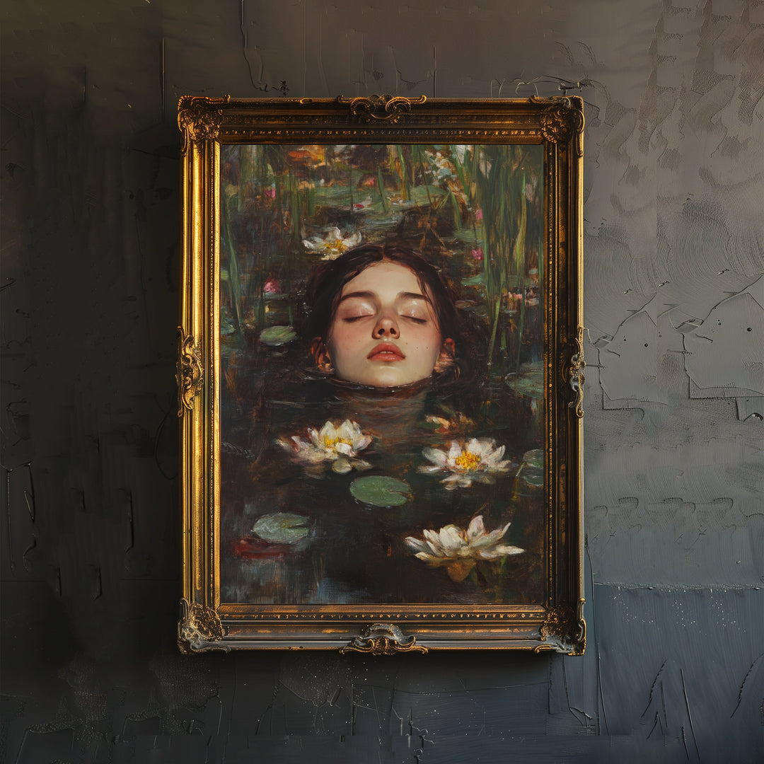 Ophelia Dark Academia Print Victorian Art Gothic Decor Antique Oil Painting Dark Academia Poster Rustic Vintage Wall Art