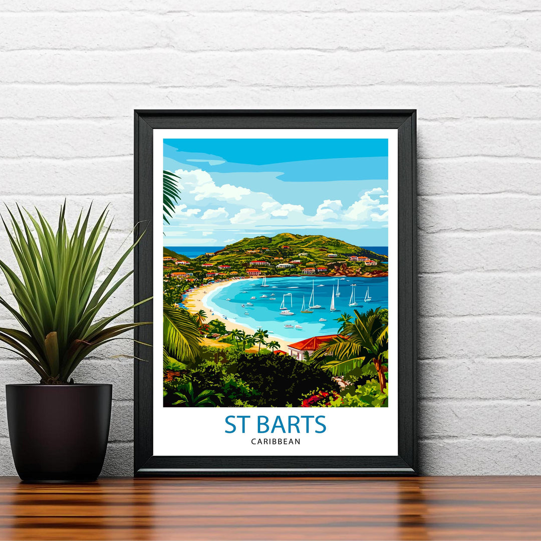 St. Barts Caribbean Travel Print Wall Decor Wall Art St. Barts Wall Hanging Home Décor St. Barts Gift Art Lovers Caribbean Art Lover Gift