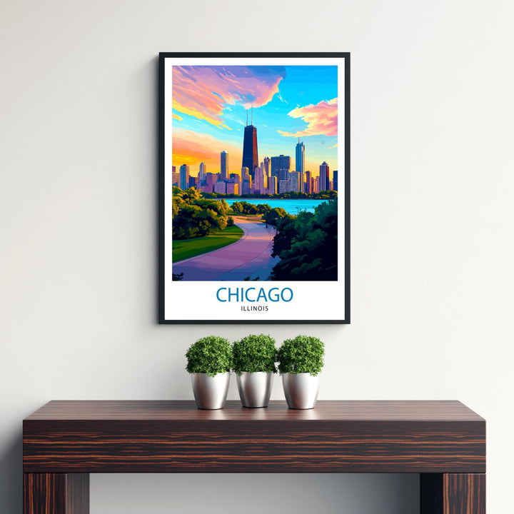 Chicago Illinois Travel Print Wall Decor Wall Art Chicago Wall Hanging Home Décor Chicago Gift Art Lovers American Art Lover Gift Print Art