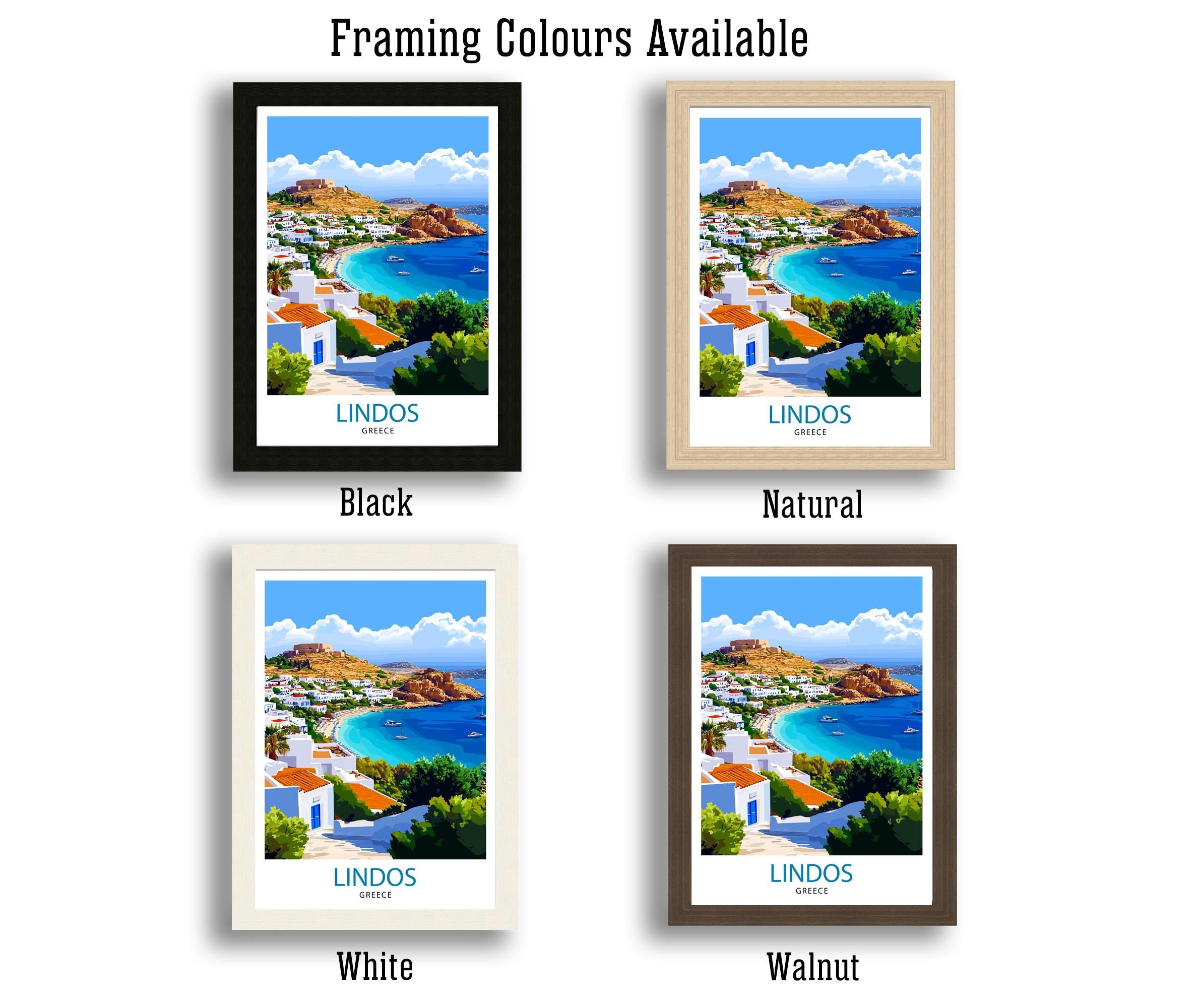 Lindos Greece Travel Print Wall Decor Wall Art Lindos Village Landscape Wall Hanging Home Décor Greek Island Gift Art Lovers Scenic Print
