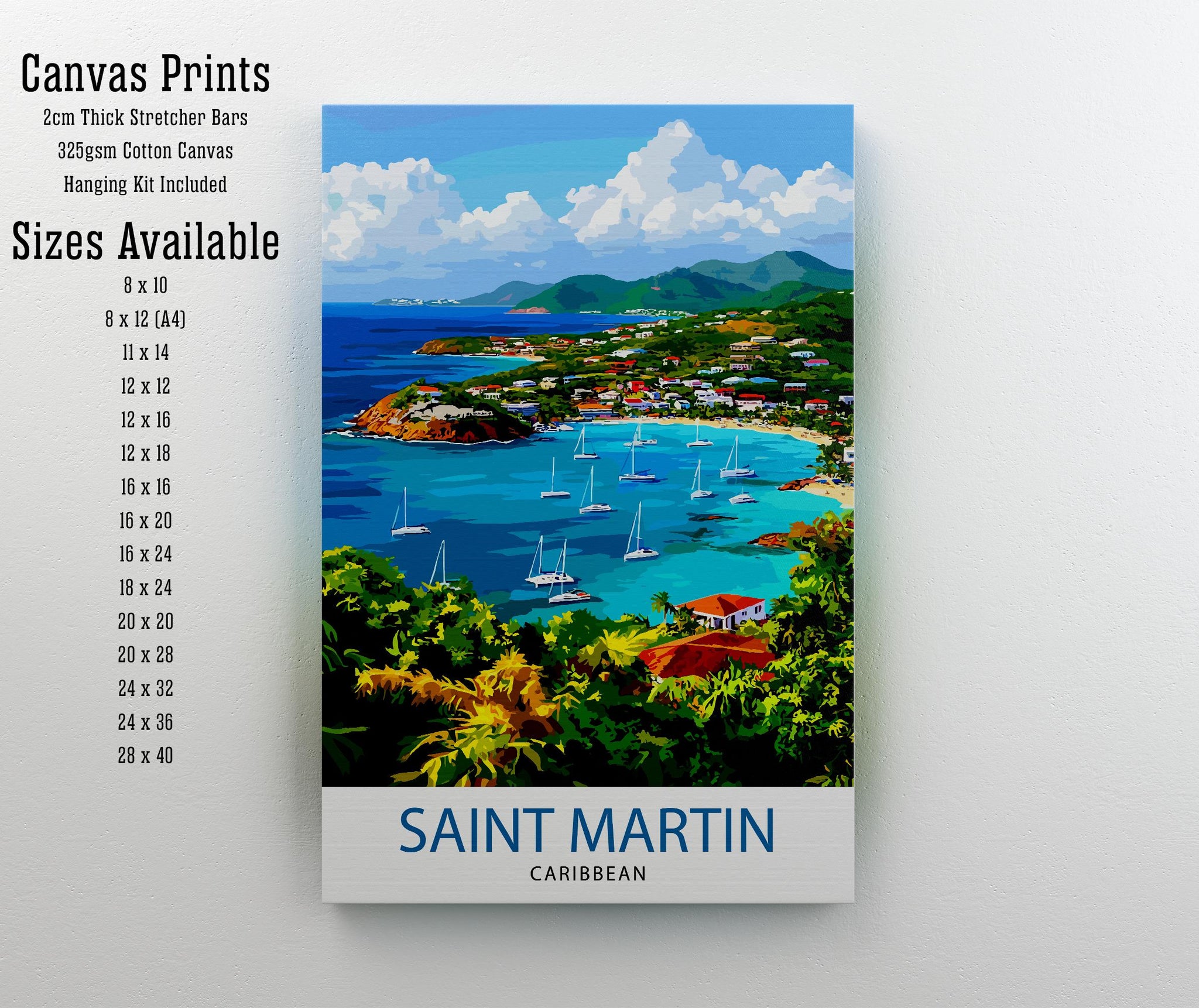 Saint Martin Travel Print Wall Decor Wall Art Saint Martin Island Landscape Wall Hanging Home Décor Caribbean Gift Art Lovers Tropical Print