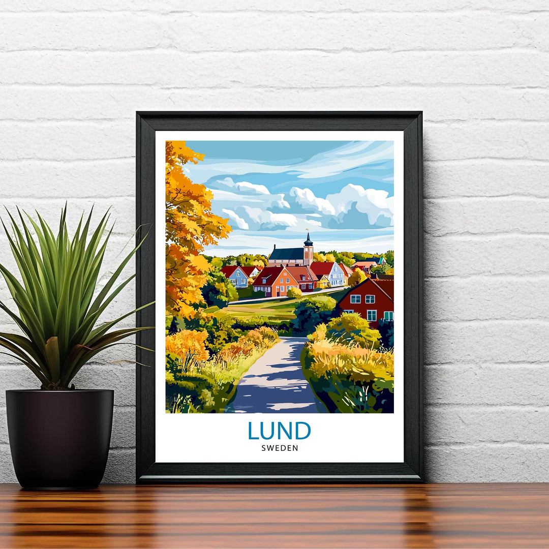 Lund Sweden Travel Poster