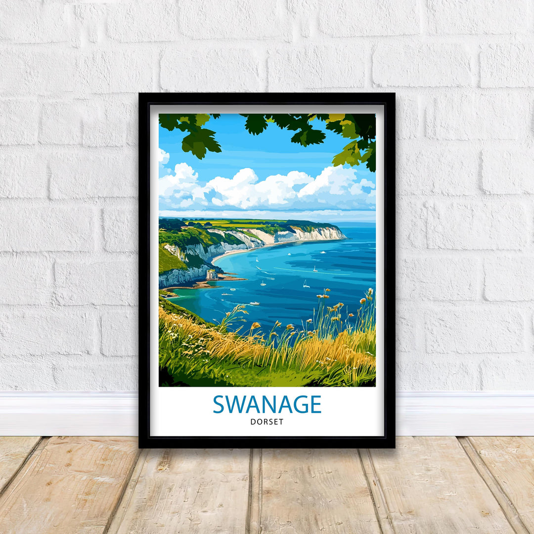 Swanage Dorset Travel Print Wall Decor Wall Art Swanage Wall Hanging Home Décor Swanage Gift Art Lovers English Art Lover Gift Print Art