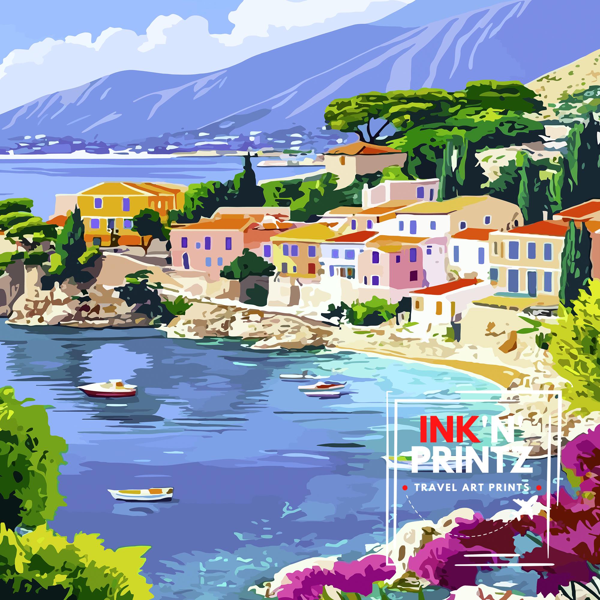 Kefalonia Greece Travel Print Wall Decor Wall Art Kefalonia Wall Hanging Home Décor Kefalonia Gift Art Lovers Greek Art Lover Gift Print Art