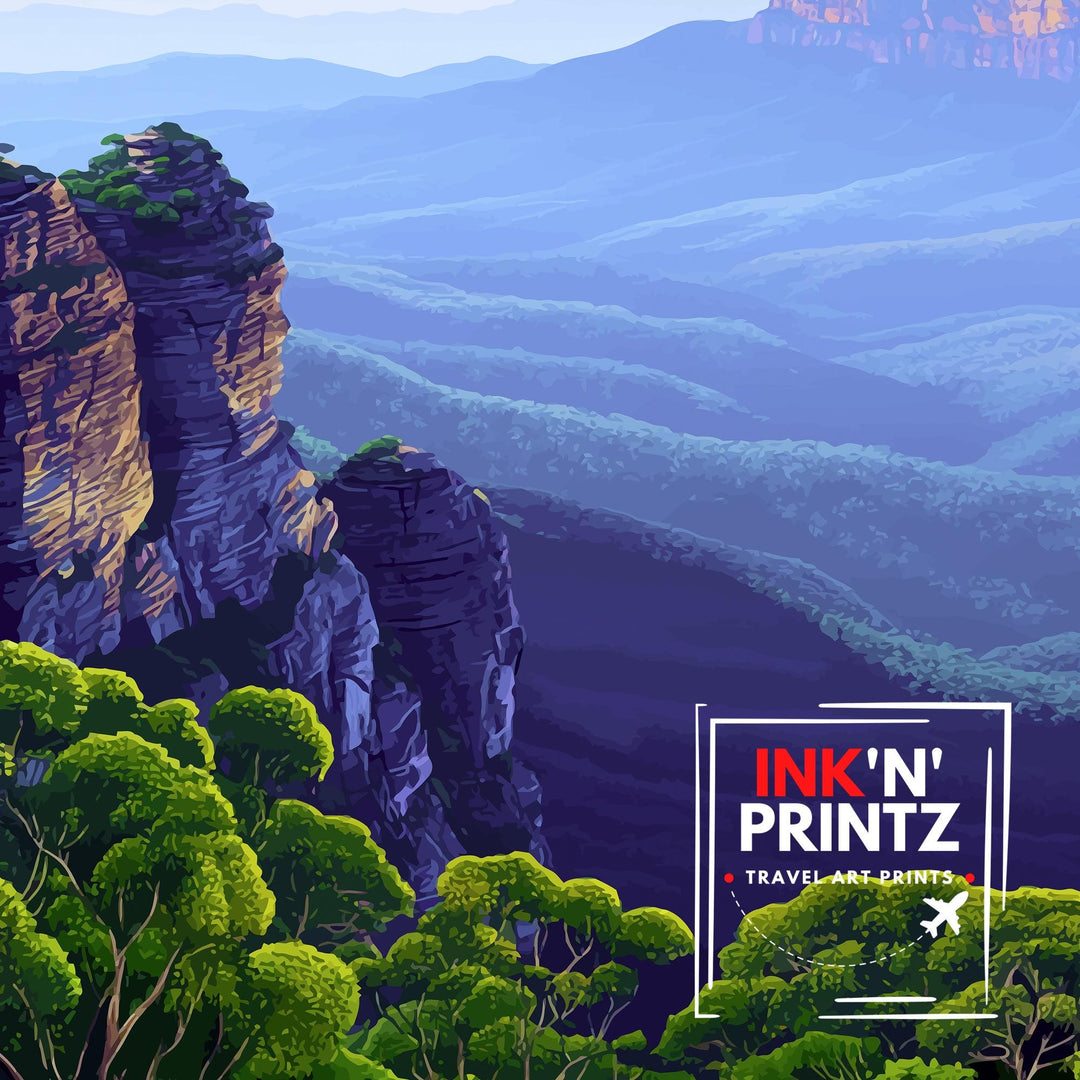 Blue Mountains Australia Travel Poster