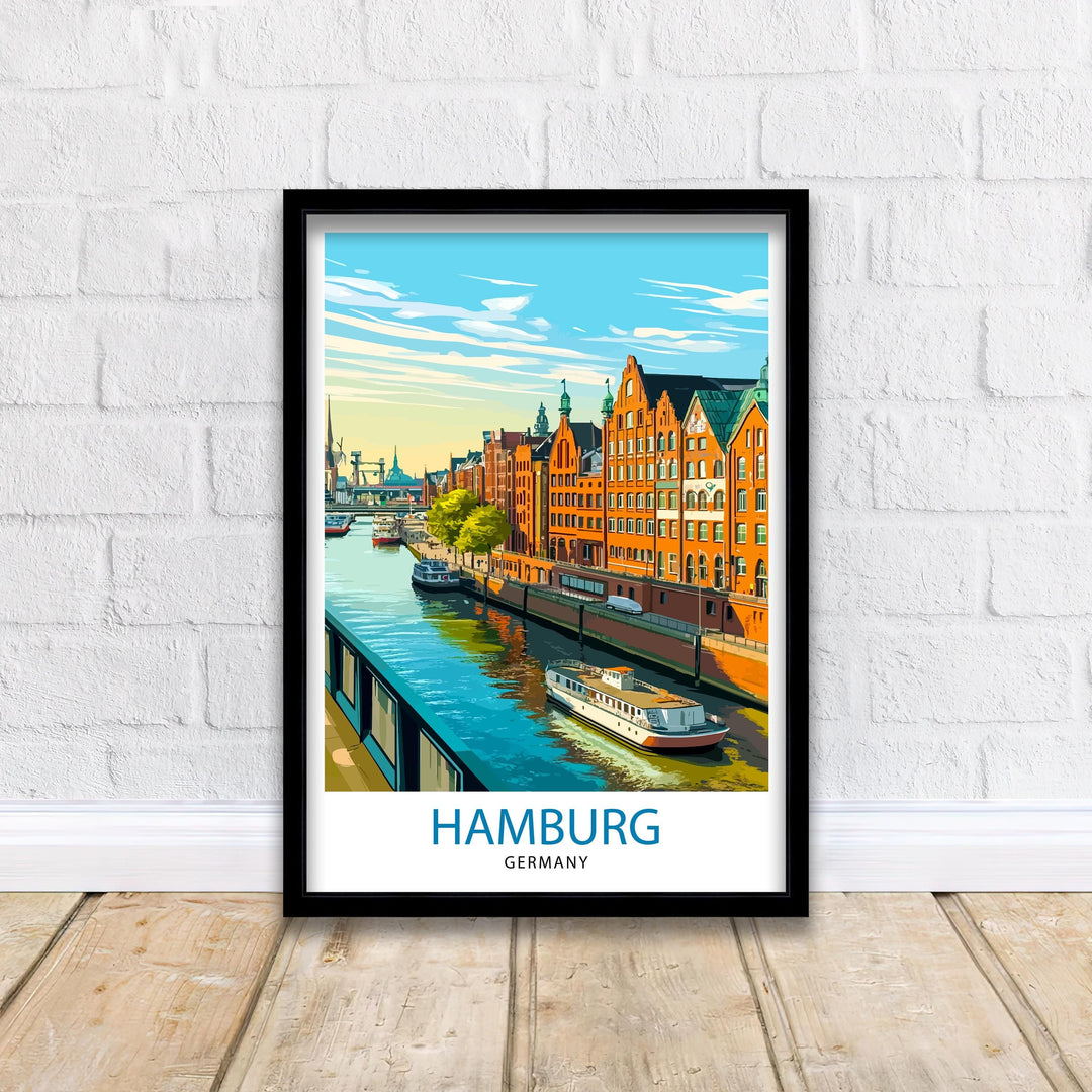 Hamburg Germany Travel Print Wall Decor Wall Art Hamburg Wall Hanging Home Décor Hamburg Gift Art Lovers German Art Lover Gift Print Art