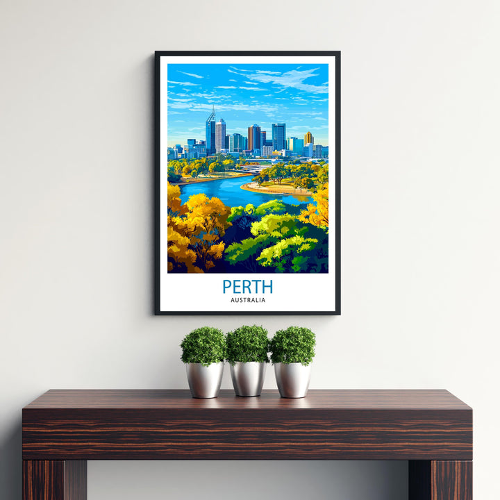 Perth Australia Travel Print Perth Wall Decor Perth Cityscape Poster Australia Travel Prints Perth Art Print Perth Illustration Perth Wall