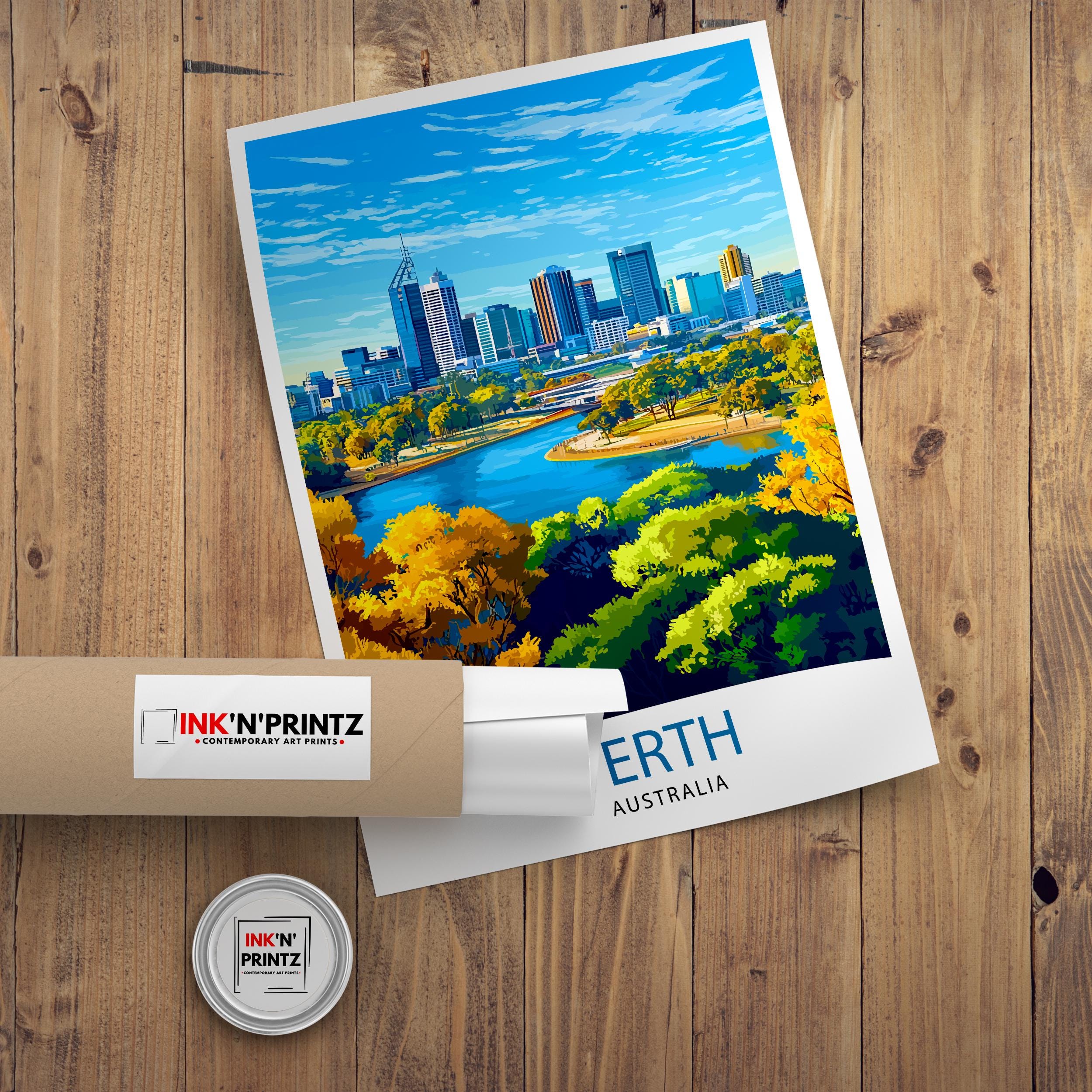 Perth Australia Travel Print Perth Wall Decor Perth Cityscape Poster Australia Travel Prints Perth Art Print Perth Illustration Perth Wall