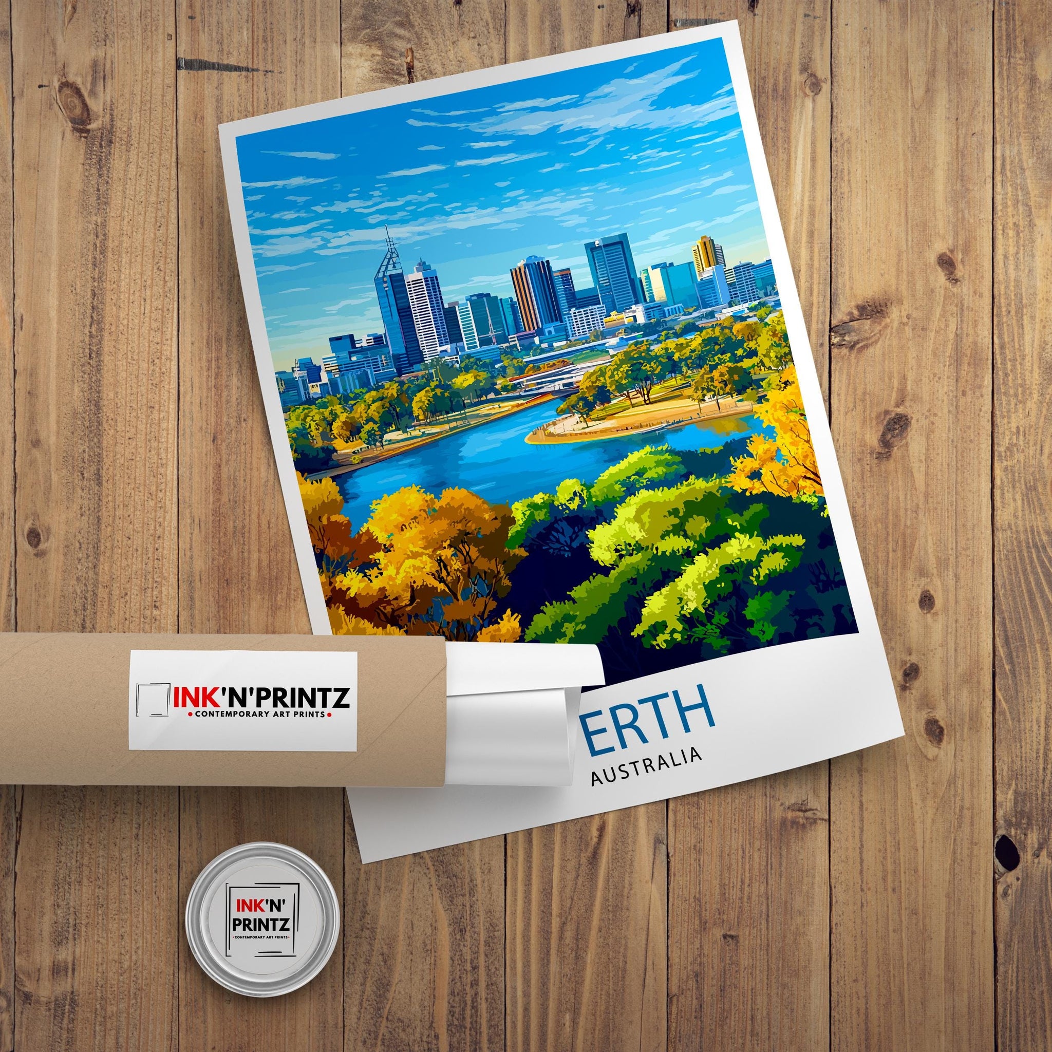 Perth Australia Travel Print Perth Wall Decor Perth Cityscape Poster Australia Travel Prints Perth Art Print Perth Illustration Perth Wall