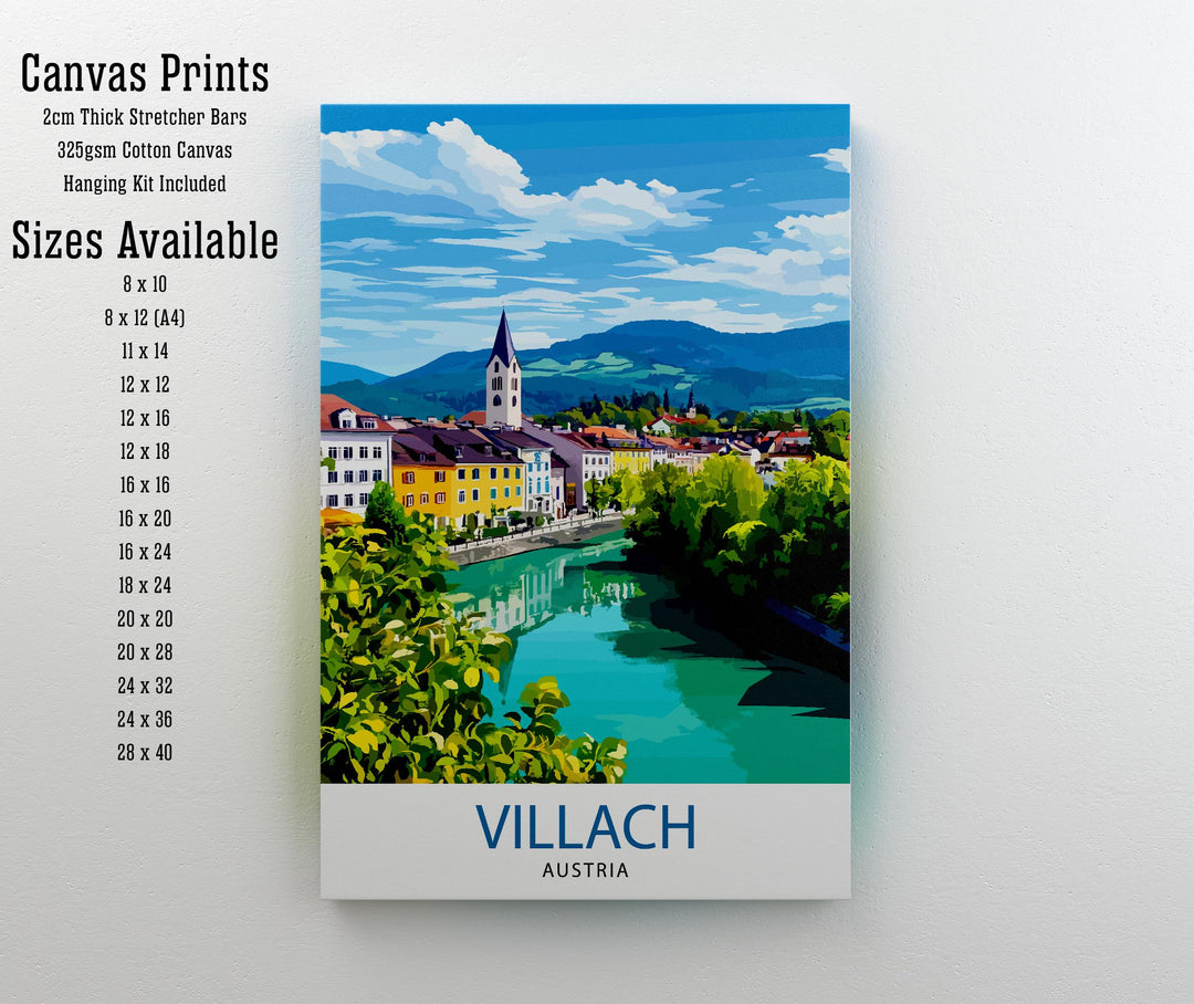 Villach Austria Travel Print Wall Decor Wall Art Villach Wall Hanging Home Décor Villach Gift Art Lovers Austrian Art Lover Gift Print Art