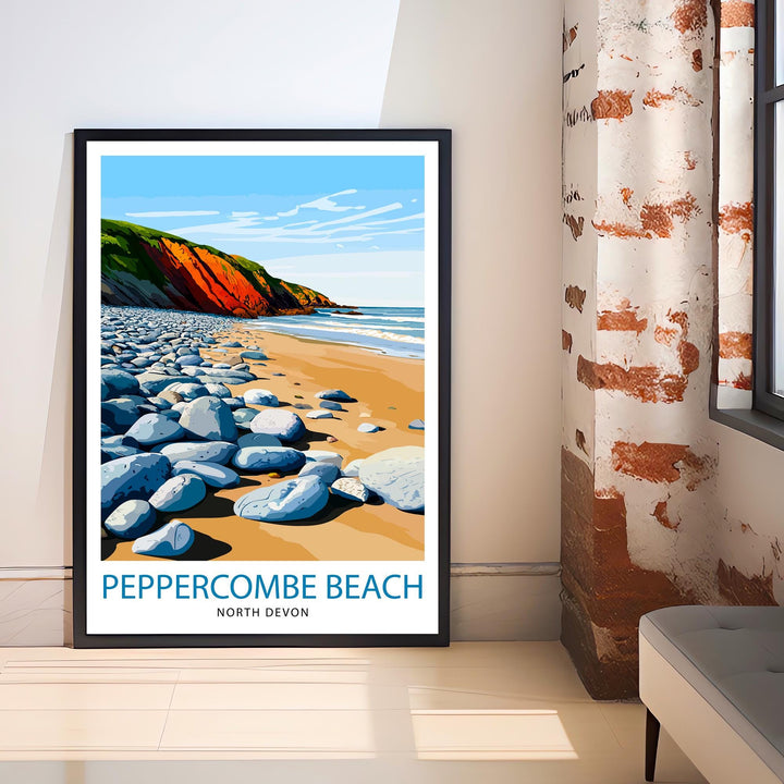 Peppercombe Beach Devon Travel Print Wall Decor Wall Art Devon Coastline Wall Hanging Home Décor Beach Scene Gift Art Lovers Scenic