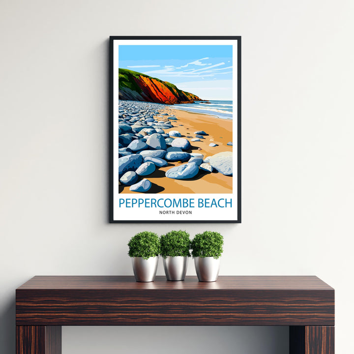 Peppercombe Beach Devon Travel Print Wall Decor Wall Art Devon Coastline Wall Hanging Home Décor Beach Scene Gift Art Lovers Scenic