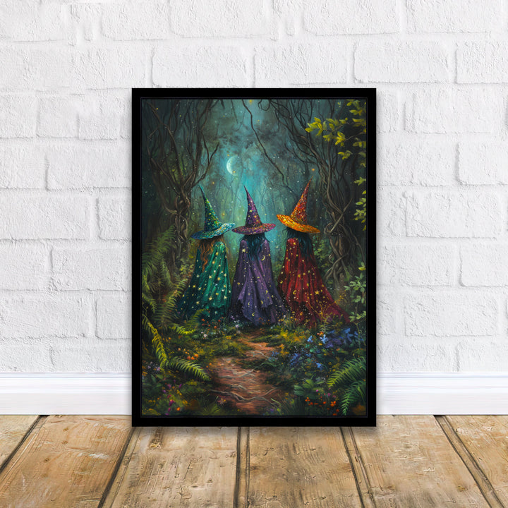 Colorful Witches Print Dark Academia Art Witchy Decor Gothic Home Decor Antique Illustration Enchanted Fantasy Poster Rustic Vintage