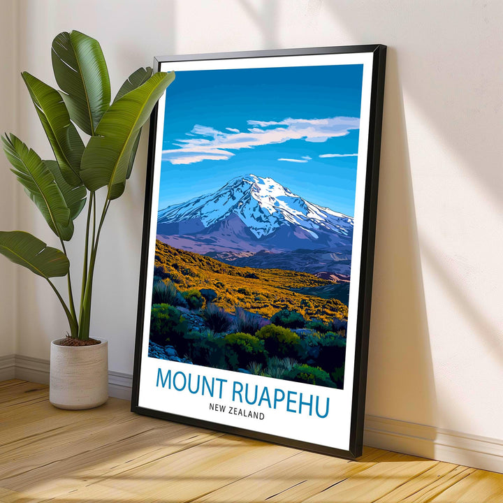 Mt. Ruapehu New Zealand Travel Poster