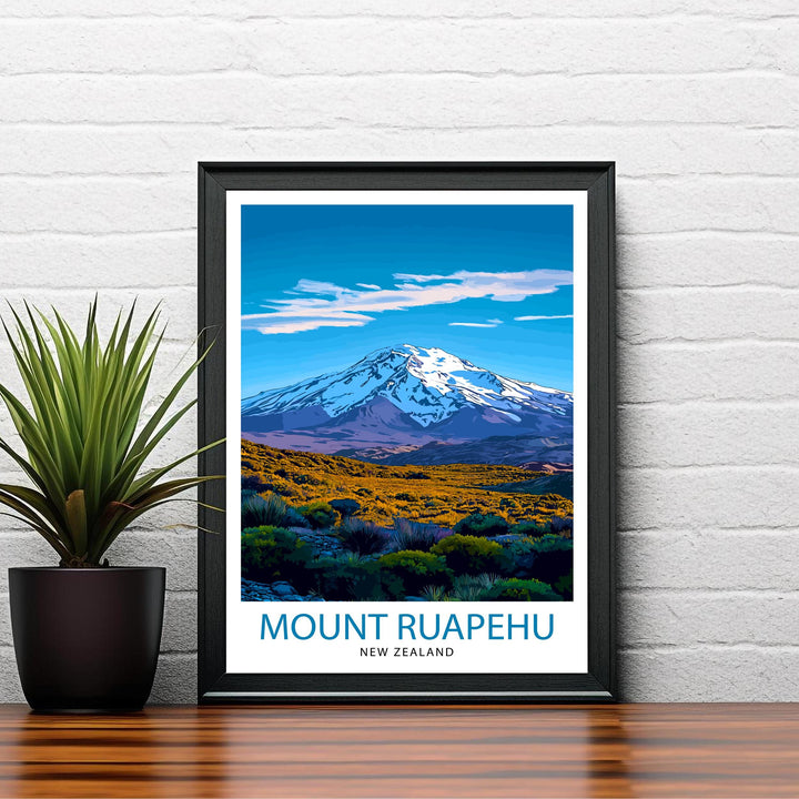 Mt. Ruapehu New Zealand Travel Poster