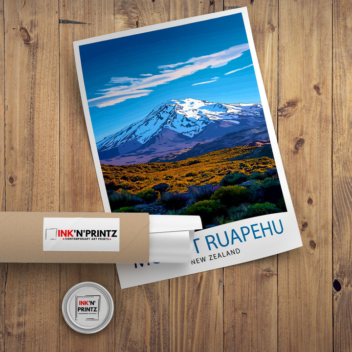 Mt. Ruapehu New Zealand Travel Poster