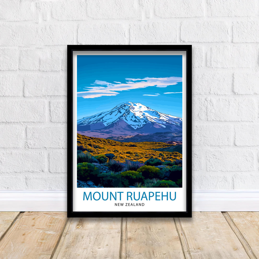 Mt. Ruapehu New Zealand Travel Print Wall Decor Wall Art Mt. Ruapehu Wall Hanging Home Décor Mt. Ruapehu Gift Art Lovers Kiwi Art Lover Gift