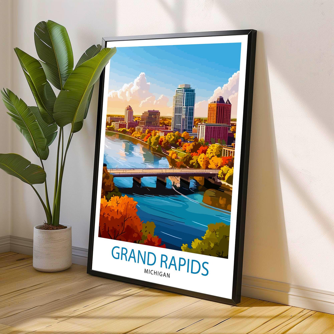 Grand Rapids Michigan Travel Print Wall Decor Wall Art Grand Rapids Wall Hanging Home Décor Grand Rapids Gift Art Lovers Michigan Art Lover