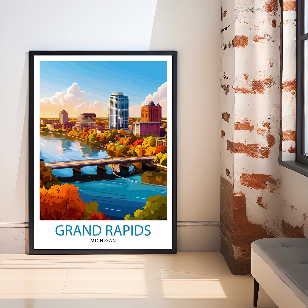 Grand Rapids Michigan Travel Print Wall Decor Wall Art Grand Rapids Wall Hanging Home Décor Grand Rapids Gift Art Lovers Michigan Art Lover