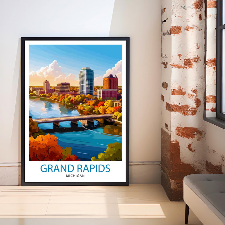 Grand Rapids Michigan Travel Print Wall Decor Wall Art Grand Rapids Wall Hanging Home Décor Grand Rapids Gift Art Lovers Michigan Art Lover