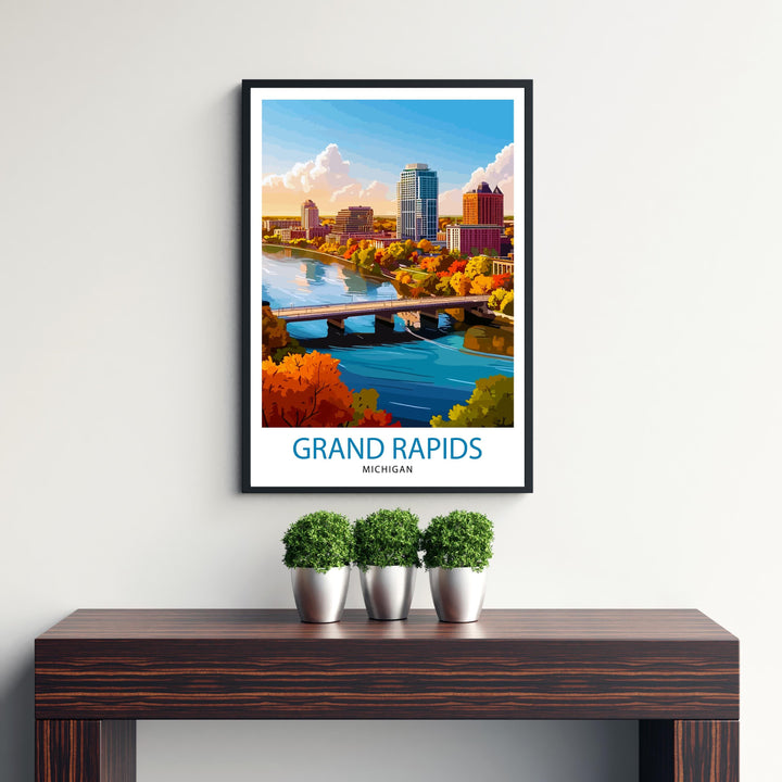 Grand Rapids Michigan Travel Print Wall Decor Wall Art Grand Rapids Wall Hanging Home Décor Grand Rapids Gift Art Lovers Michigan Art Lover