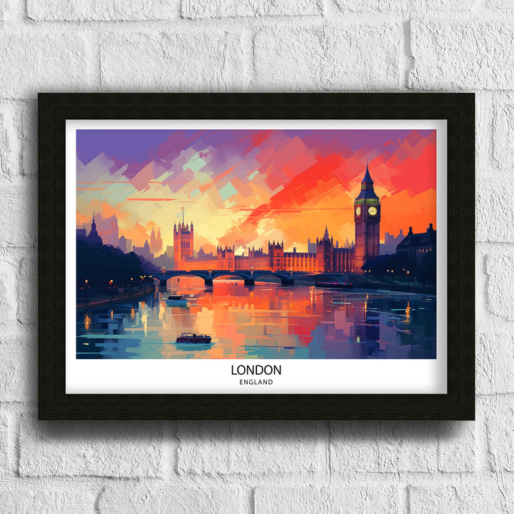 London Skyline England Travel Print Wall Decor Wall Art London Skyline Wall Hanging Home Décor London Gift Art Lovers British Art Lover