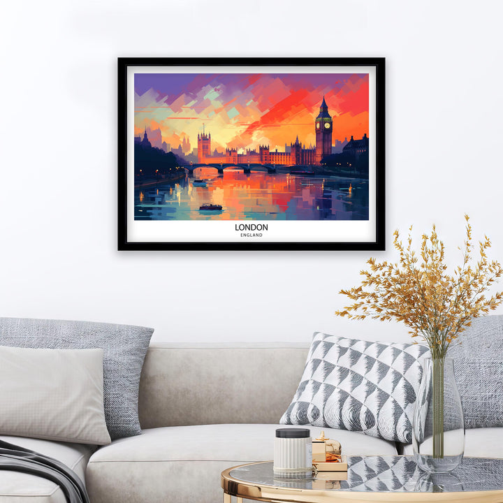 London Skyline England Travel Poster