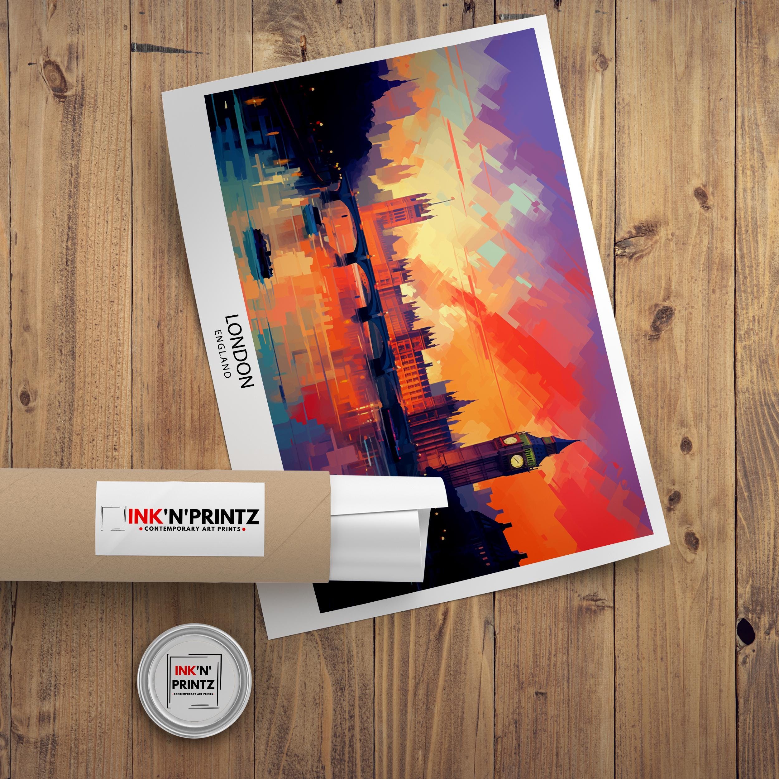 London Skyline England Travel Print Wall Decor Wall Art London Skyline Wall Hanging Home Décor London Gift Art Lovers British Art Lover