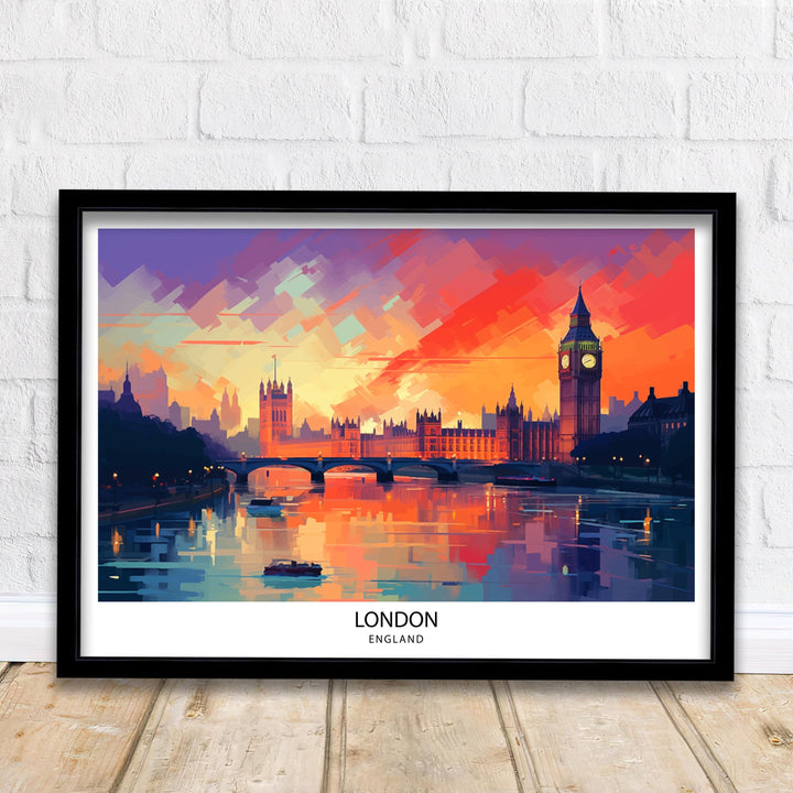 London Skyline England Travel Print Wall Decor Wall Art London Skyline Wall Hanging Home Décor London Gift Art Lovers British Art Lover