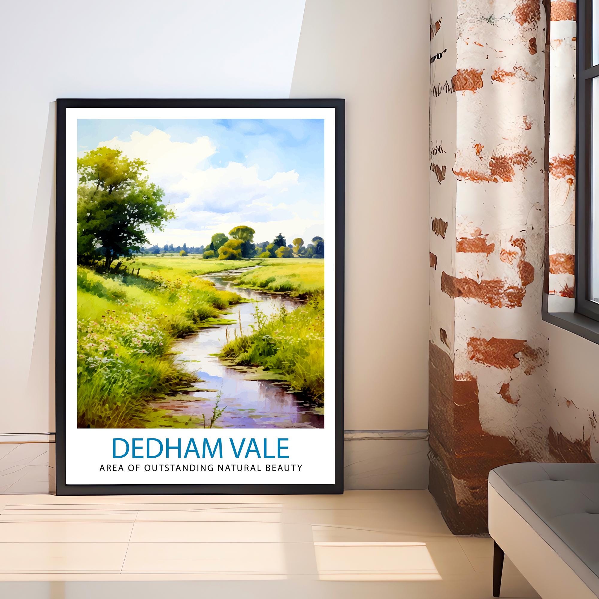 Dedham Vale AONB Print English Countryside Art Constable Country Poster Suffolk Essex Landscape Wall Decor British Nature Illustration Rural