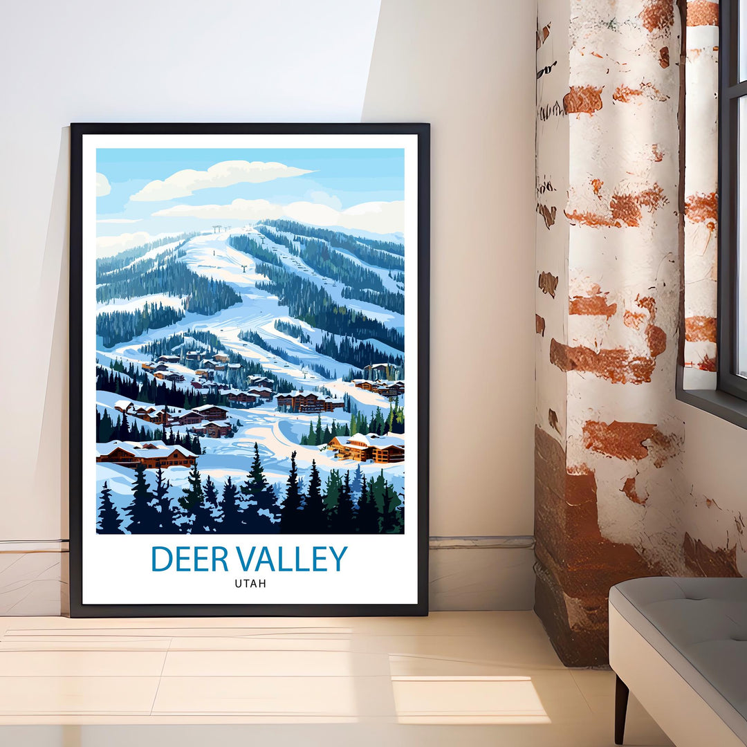 Deer Valley Ski Resort Utah Travel Print Wall Decor Wall Art Deer Valley Wall Hanging Home Décor Ski Resort Gift Art Lovers Winter Sports