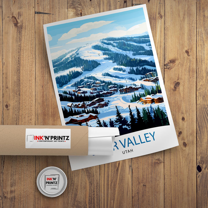 Deer Valley Ski Resort Utah Travel Print Wall Decor Wall Art Deer Valley Wall Hanging Home Décor Ski Resort Gift Art Lovers Winter Sports