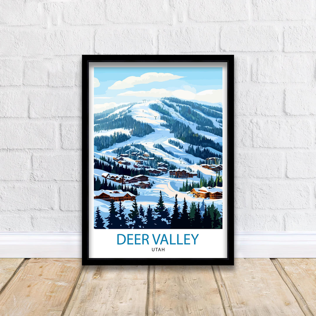 Deer Valley Ski Resort Utah Travel Print Wall Decor Wall Art Deer Valley Wall Hanging Home Décor Ski Resort Gift Art Lovers Winter Sports