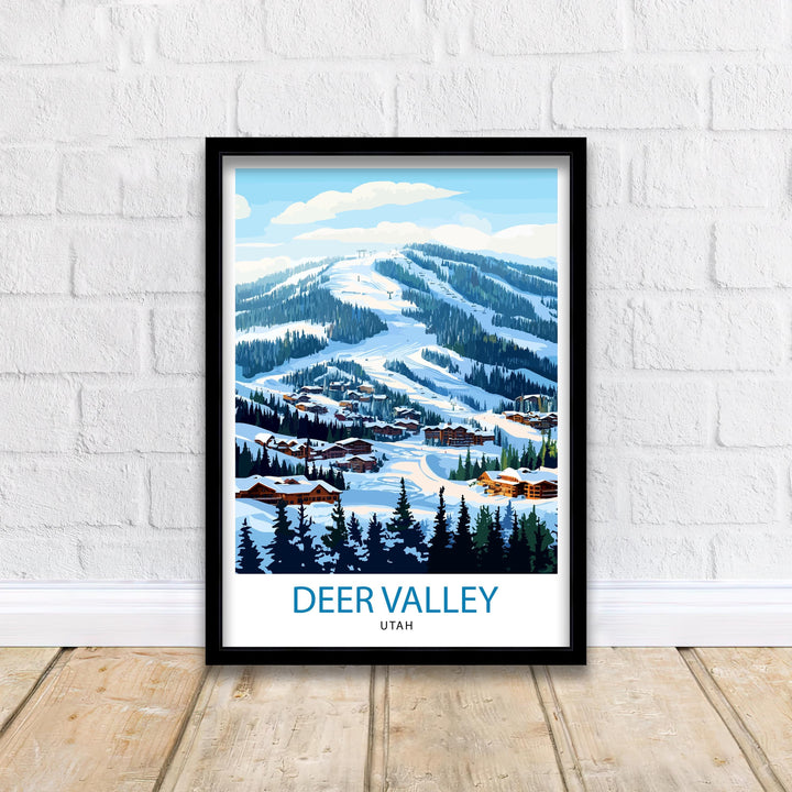 Deer Valley Ski Resort Utah Travel Print Wall Decor Wall Art Deer Valley Wall Hanging Home Décor Ski Resort Gift Art Lovers Winter Sports