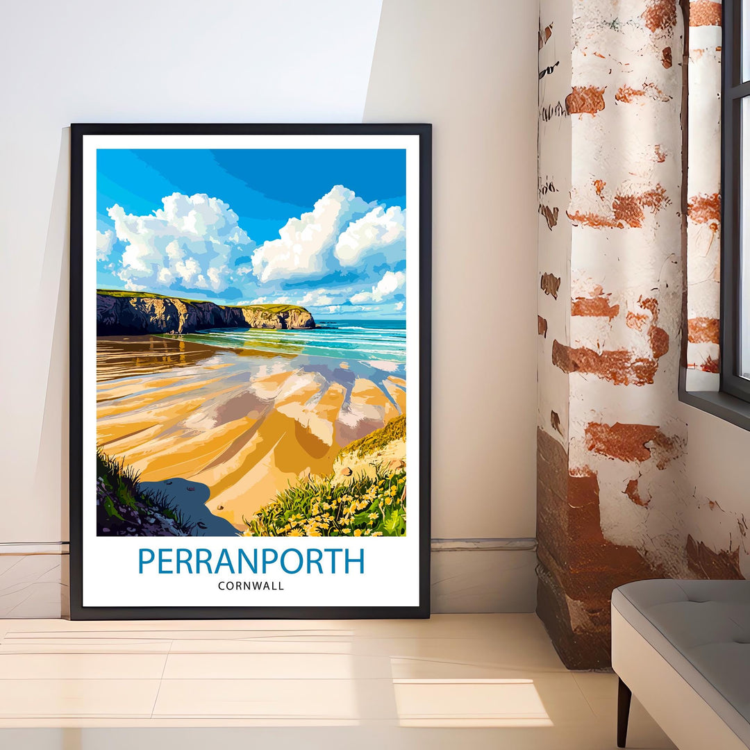 Perranporth Cornwall Travel Poster