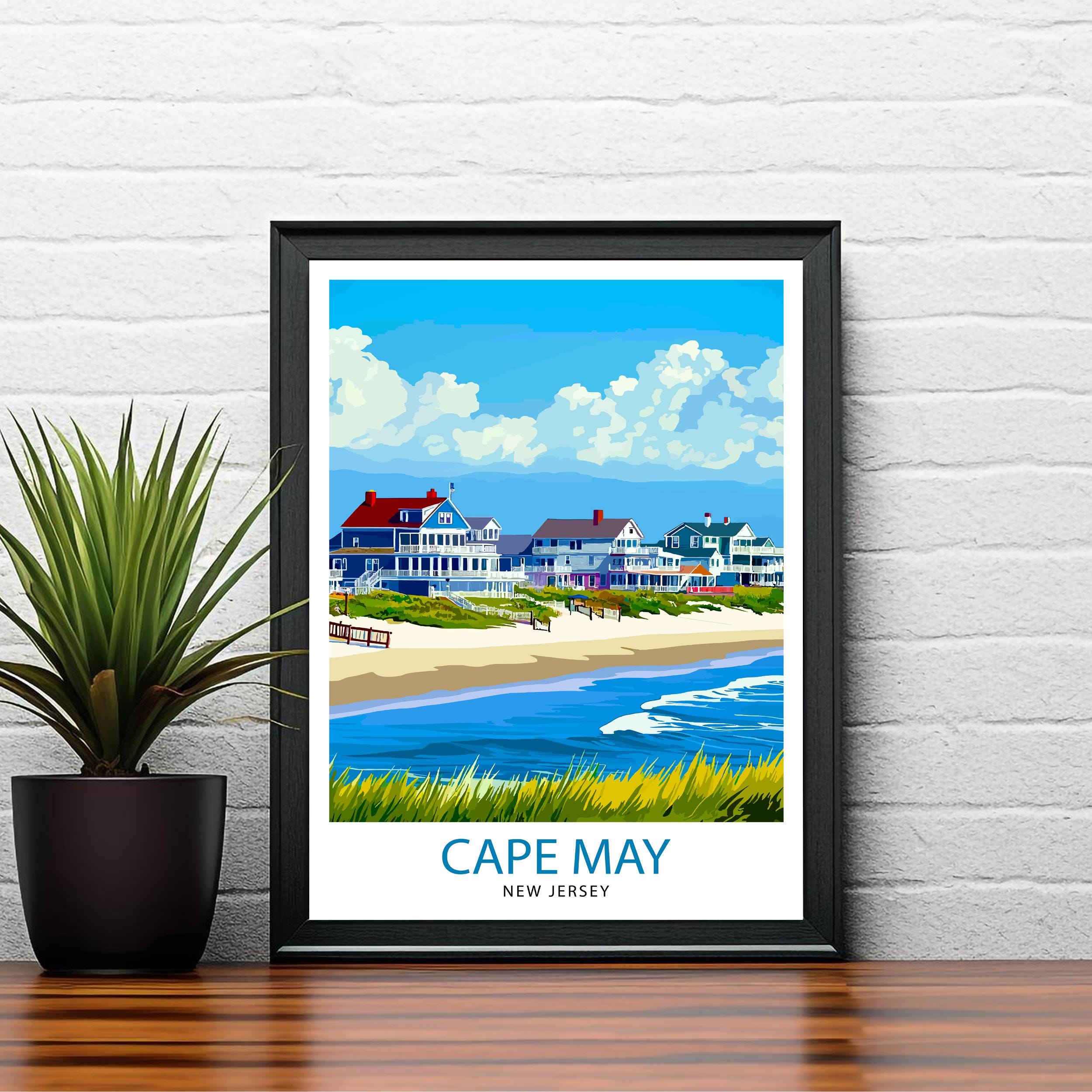 Cape May New Jersey Travel Print Wall Decor Wall Art Cape May Beach Scene Wall Hanging Home Décor Coastal Gift Art Lovers Scenic Print