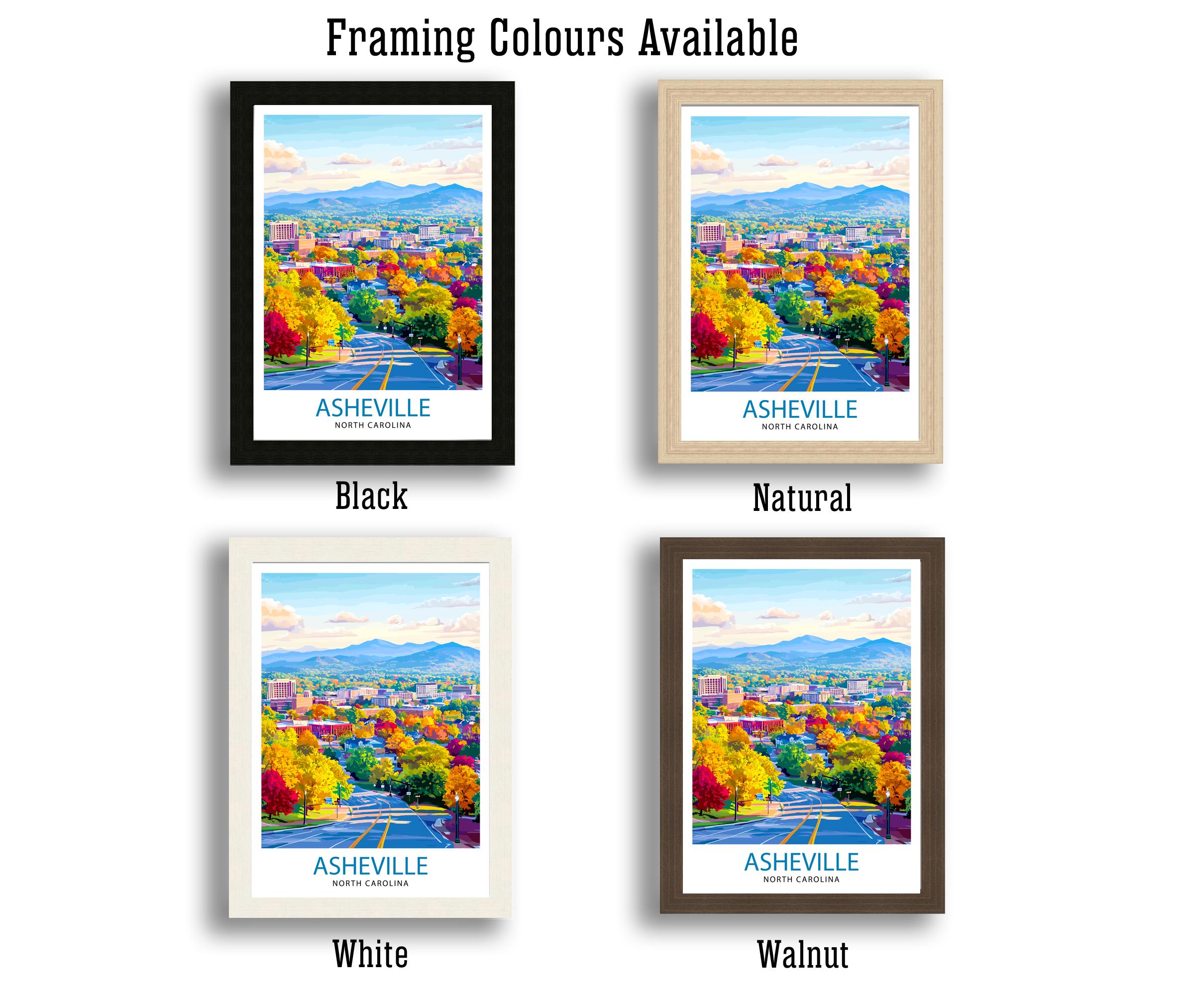 Asheville North Carolina Travel Print Wall Decor Wall Art Asheville Skyline Wall Hanging Home Décor Appalachian Gift Art Lovers Scenic Print