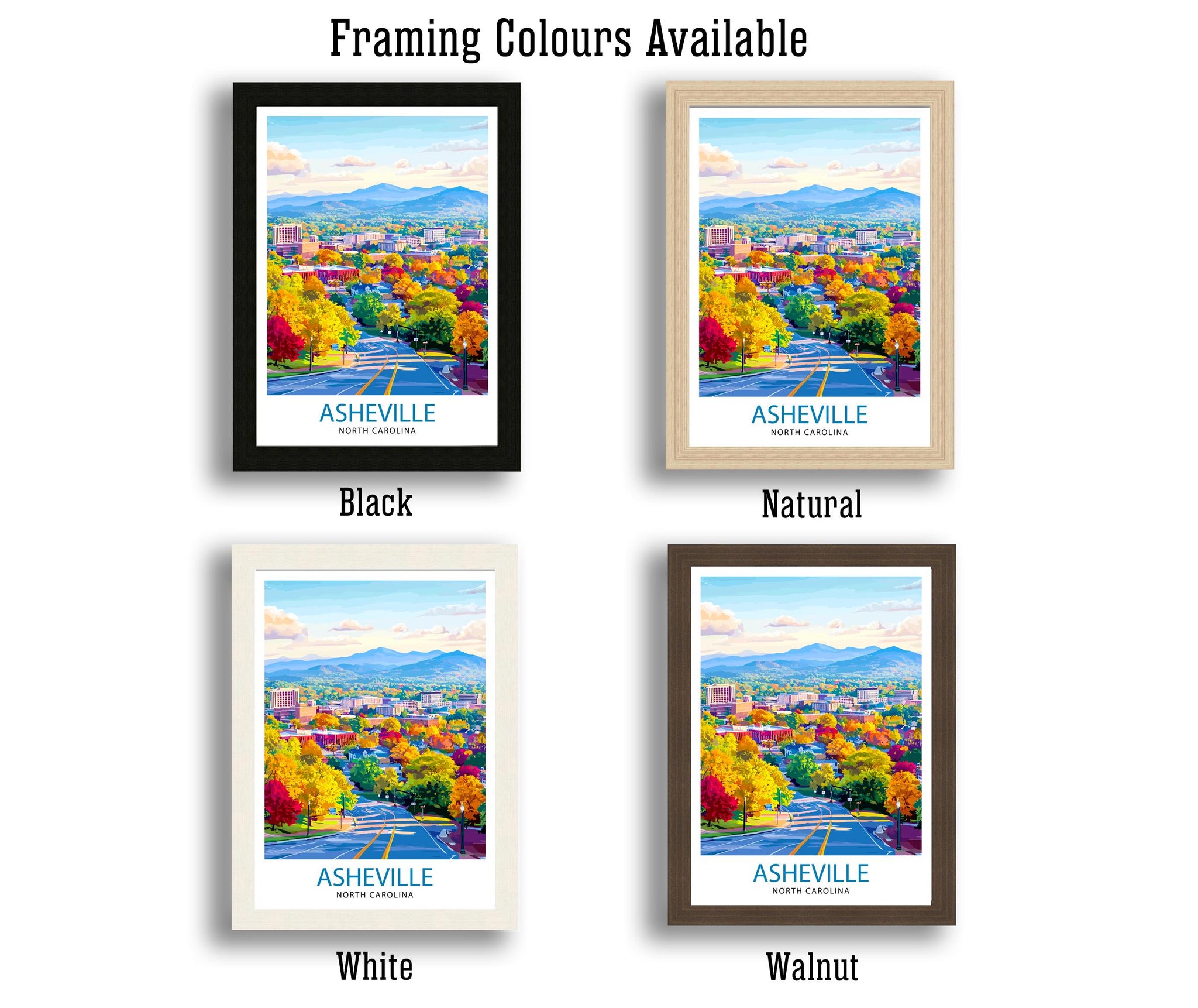 Asheville North Carolina Travel Print Wall Decor Wall Art Asheville Skyline Wall Hanging Home Décor Appalachian Gift Art Lovers Scenic Print