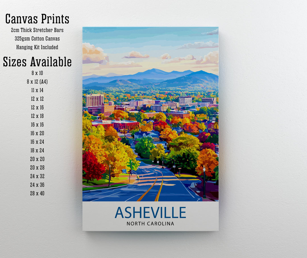 Asheville North Carolina Travel Print Wall Decor Wall Art Asheville Skyline Wall Hanging Home Décor Appalachian Gift Art Lovers Scenic Print