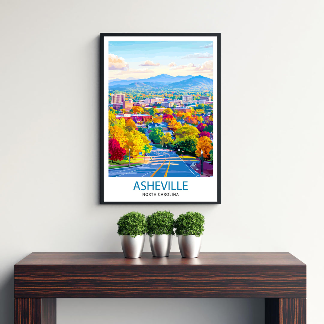 Asheville North Carolina Travel Print Wall Decor Wall Art Asheville Skyline Wall Hanging Home Décor Appalachian Gift Art Lovers Scenic Print