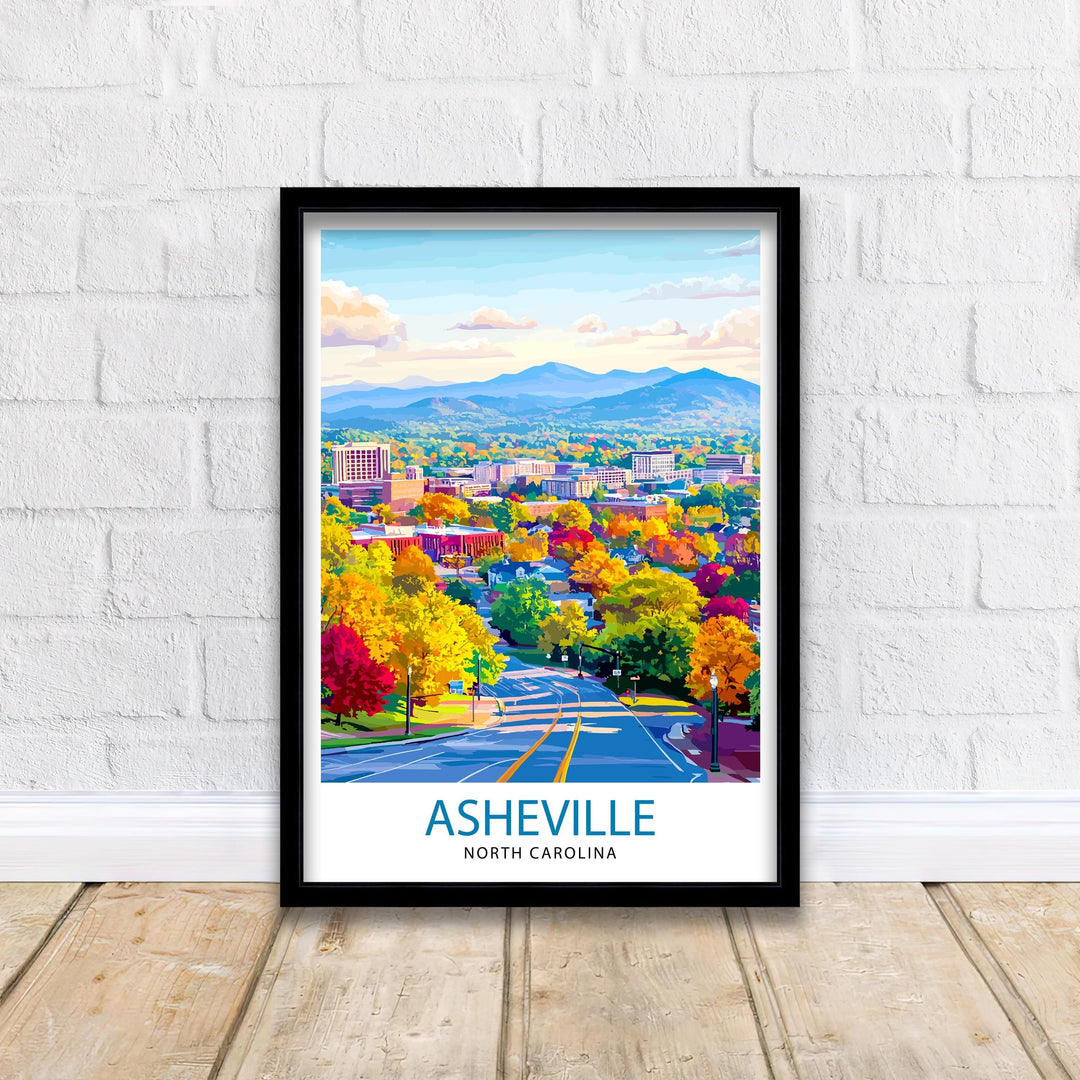 Asheville North Carolina Travel Print Wall Decor Wall Art Asheville Skyline Wall Hanging Home Décor Appalachian Gift Art Lovers Scenic Print