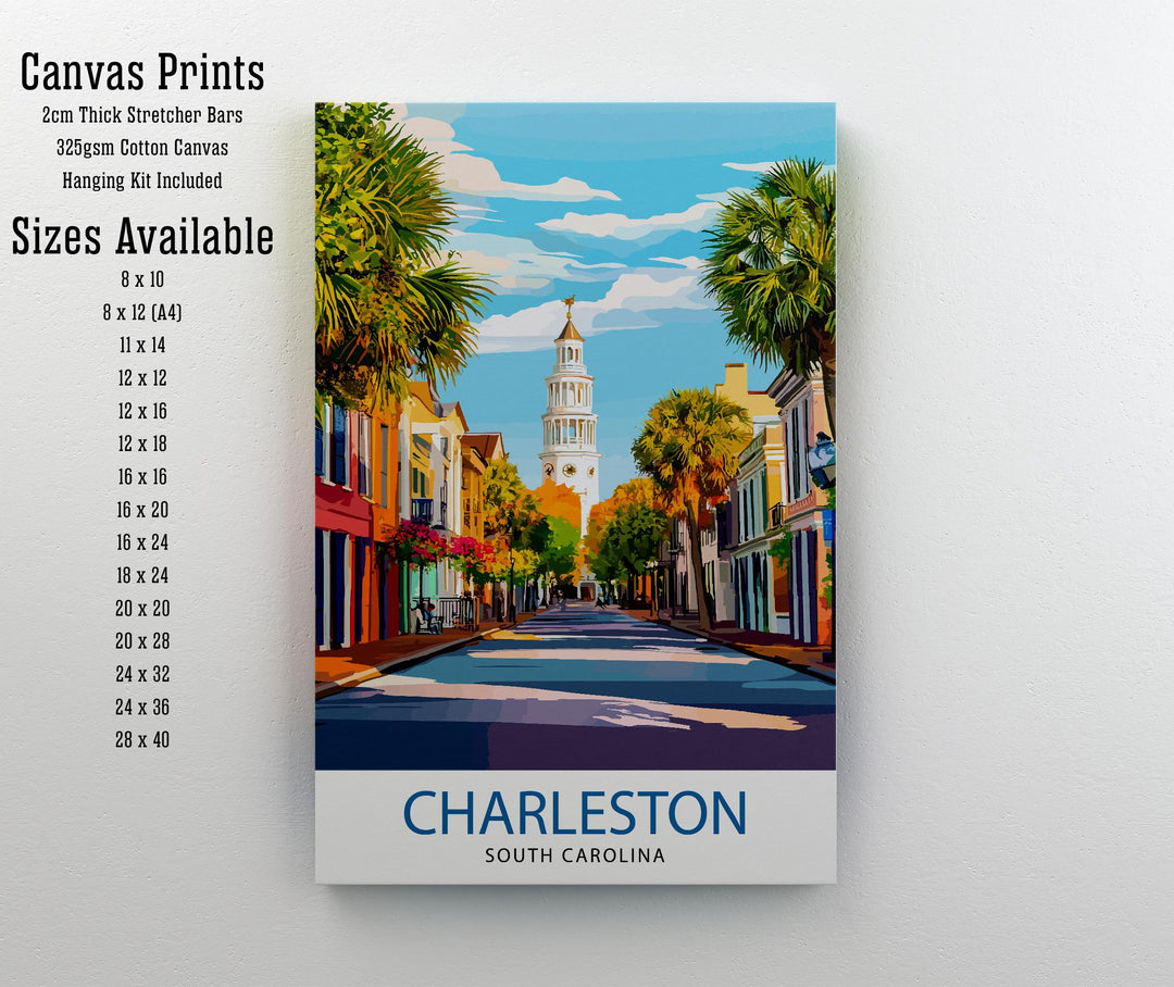 Charleston South Carolina Travel Print Wall Decor Wall Art Charleston Skyline Wall Hanging Home Décor Southern Charm Gift Art Lovers