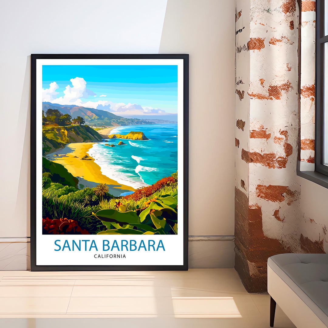 Santa Barbara California Travel Print Wall Decor Wall Art Santa Barbara Beach Wall Hanging Home Décor Santa Barbara Gift Art Lovers Coastal