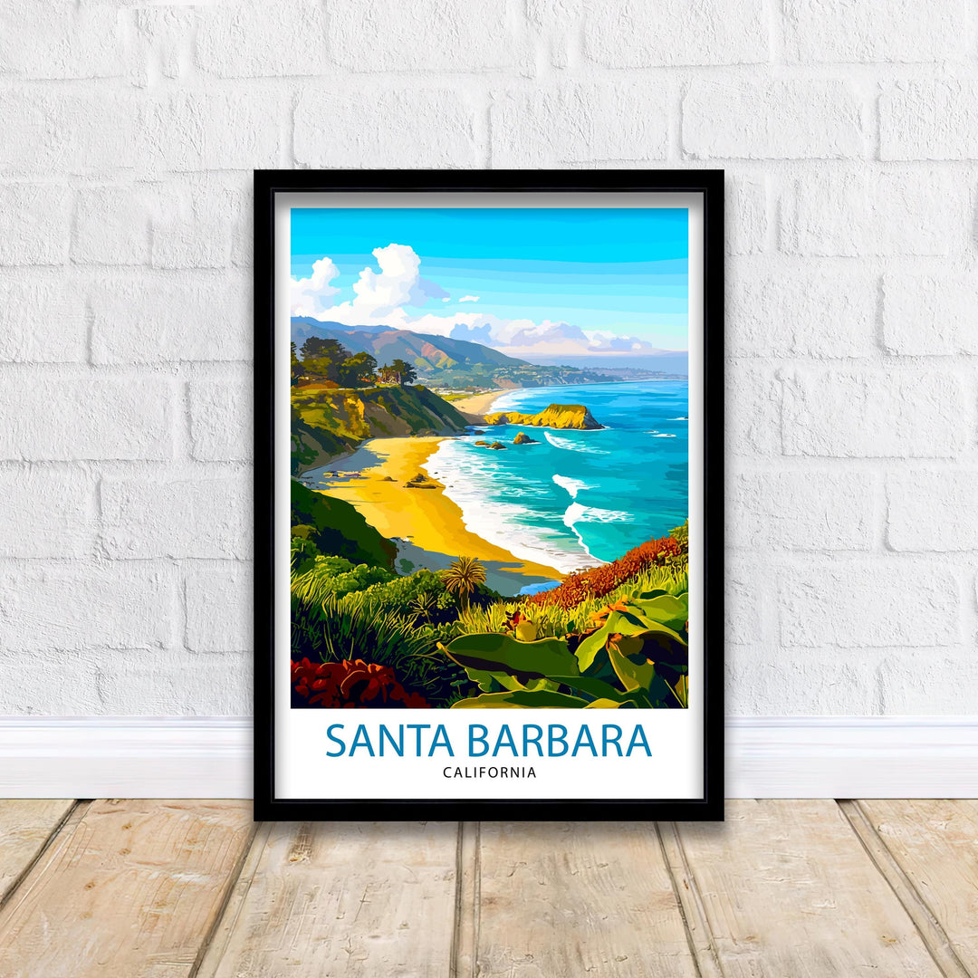 Santa Barbara California Travel Print Wall Decor Wall Art Santa Barbara Beach Wall Hanging Home Décor Santa Barbara Gift Art Lovers Coastal