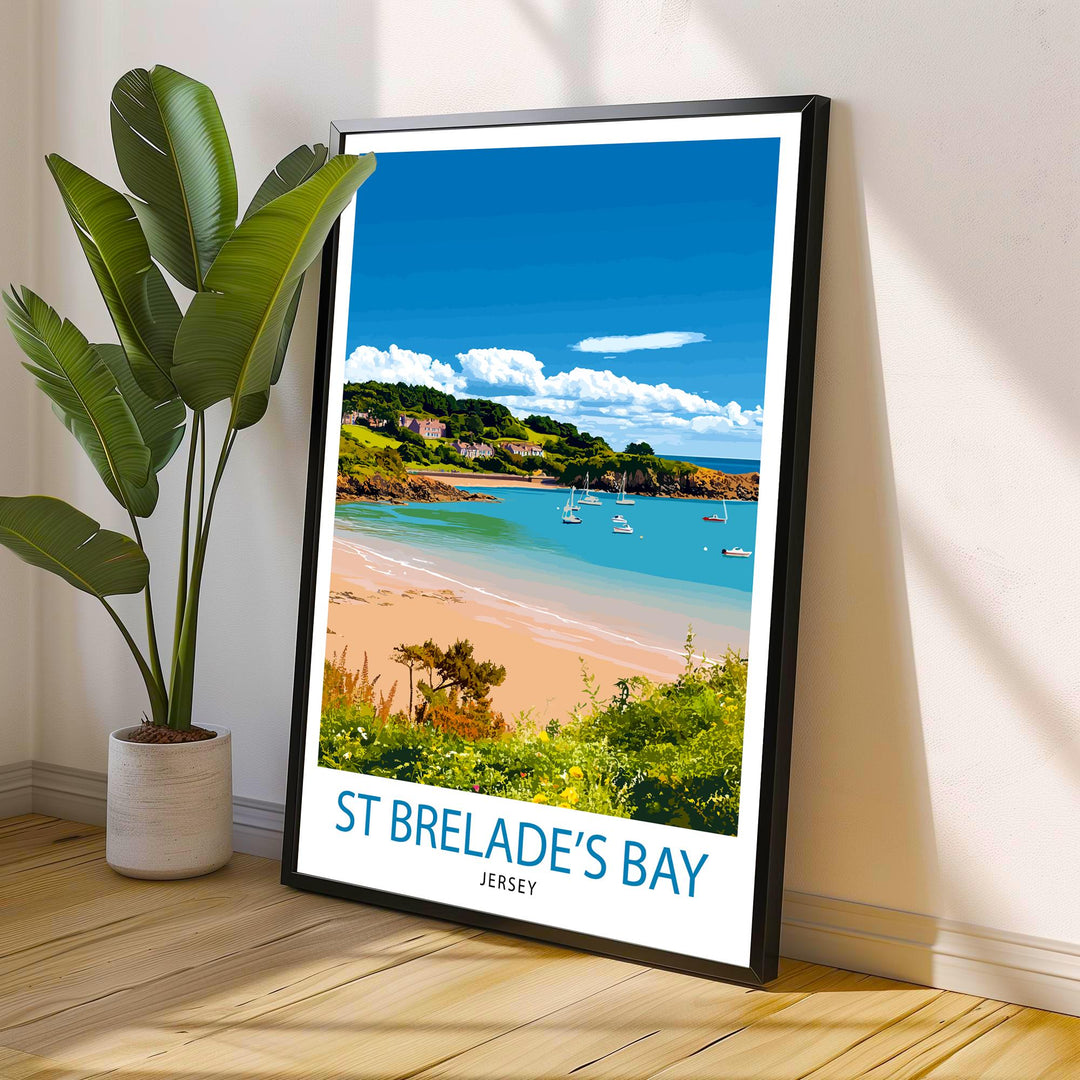 St. Brelade’s Bay Jersey Travel Print Wall Decor Wall Art St. Brelade’s Beach Wall Hanging Home Décor Jersey Gift Art Lovers Coastal