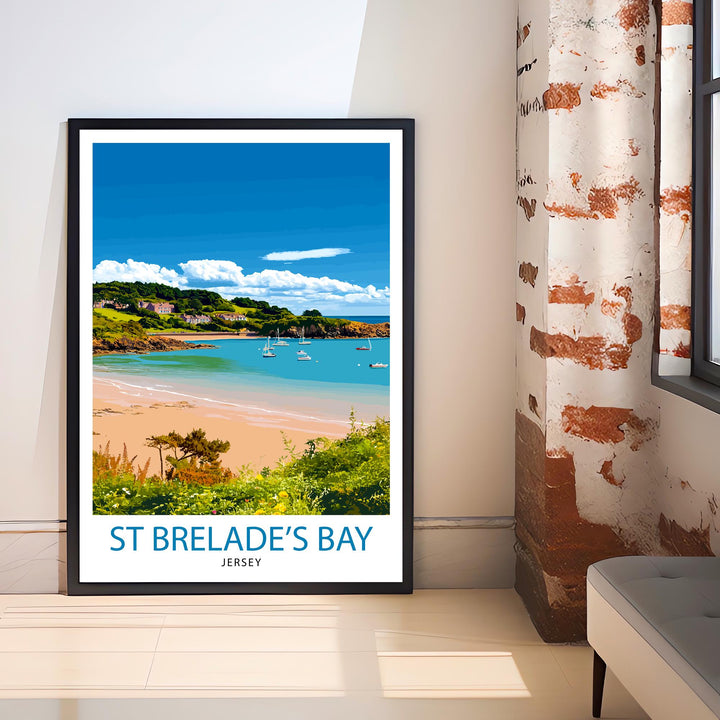 St. Brelade’s Bay Jersey Travel Print Wall Decor Wall Art St. Brelade’s Beach Wall Hanging Home Décor Jersey Gift Art Lovers Coastal